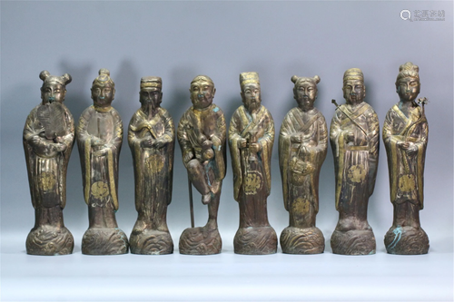 A GROUP OF GILT BRONZE EIGHT IMMORTALS