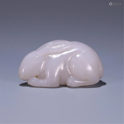 A RABBIT SHAPED JADE PAPER WEIGHT