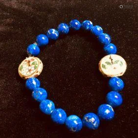 Bracelet, Lapis Lazuli/Cloisonne, Estate Jewelry