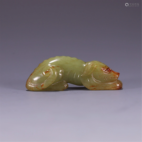 A JADE DOG CARVING