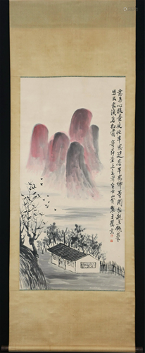 A CHINESE LANDSCAPE PAINTING HANGING SCROLL