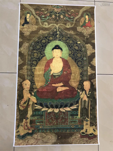 A JAPANESE MONASTERY THANGKA OF BUDDHA