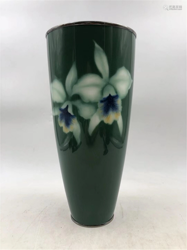 A JAPANESE CLOISONNE ENAMEL SILVER VASE