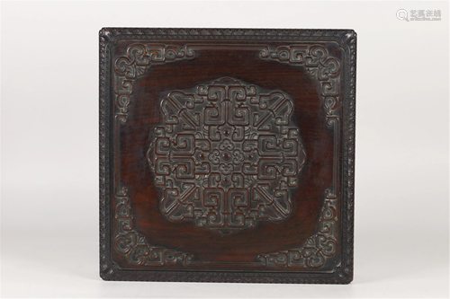 A CARVED HARDWOOD BOX AND COVER