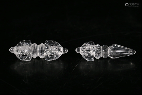 PAIR OF CRYSTAL BUDDHIST INSTRUMENTS