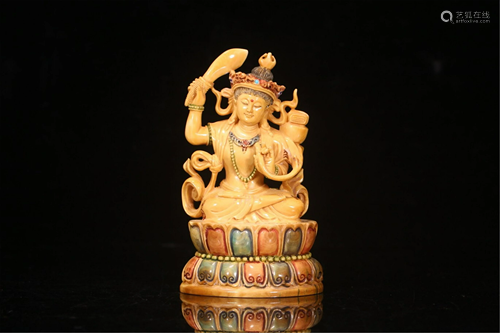 A POLYCHROME SEATED MANJUSRI