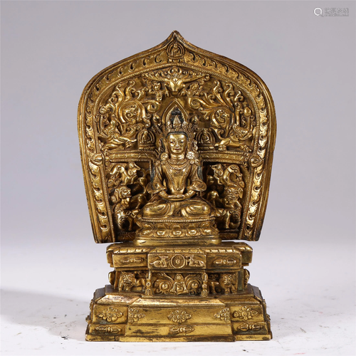 A BRONZE GILT BUDDHA STATUETTE