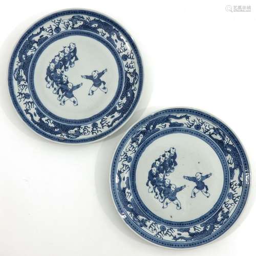 A Pair of Blue and White Plates