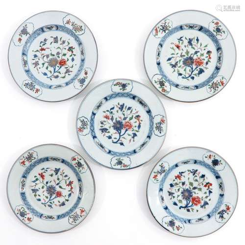 A Series of 5 Polychrome Plates