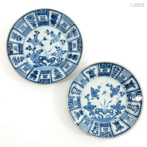 A Pair of Blue and White Plates