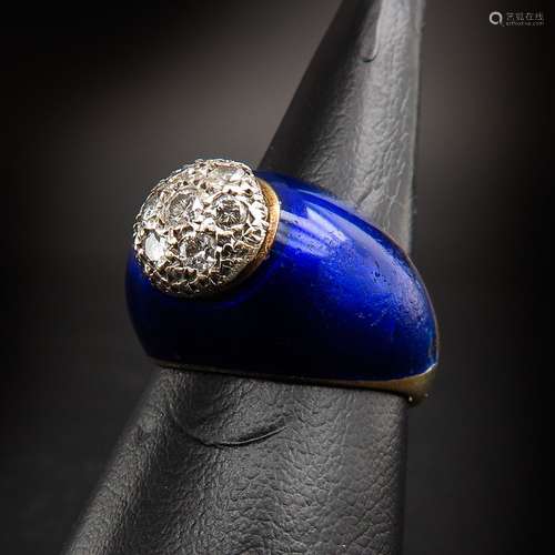 A Ladies Diamond and Enamel Ring