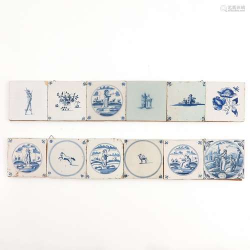 A Collection of 12 Antique Tiles