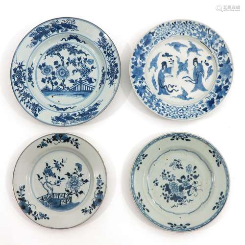 A Lot of 4 Blue and White Plates