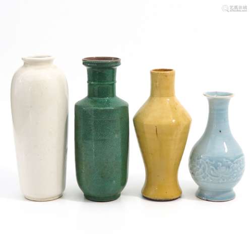 A Lot of 4 Monochrome Vases