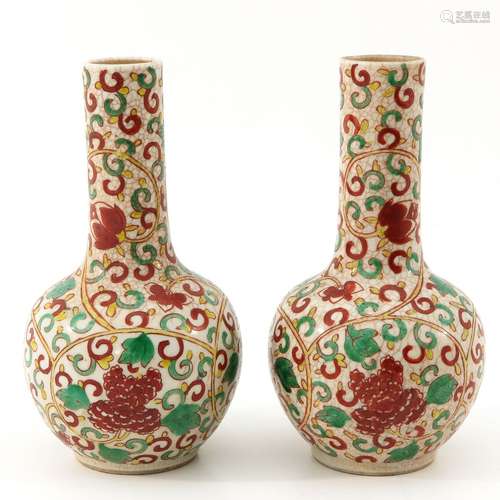 A Pair of Polychrome Decor Vases