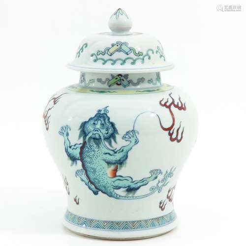 A Polychrome Decor Jar with Cover