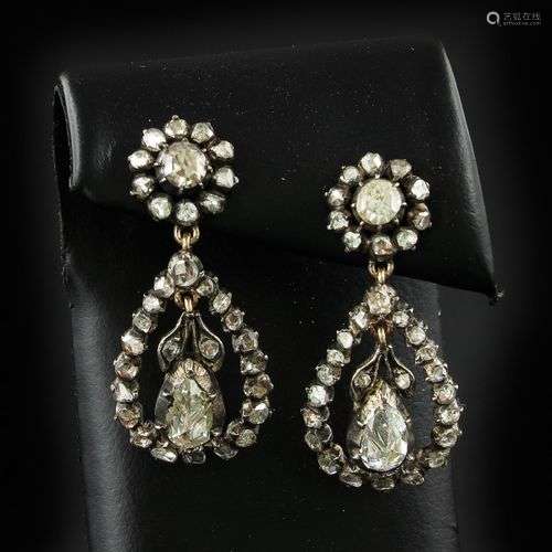 A Pair of 19th Century Diamond Earrings