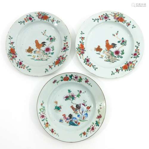 A Collection of 3 Famille Rose Plates