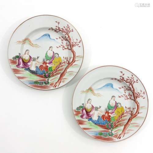 A Pair of Polychrome Decor Plates