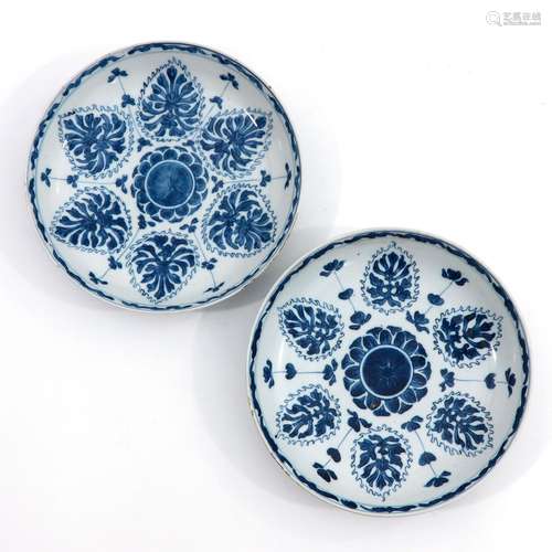 A Pair of Blue and White Plates