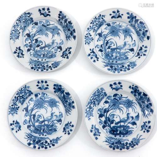 A Series of 4 Blue and White Plates