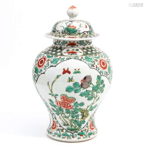 A Famille Verte Jar with Cover