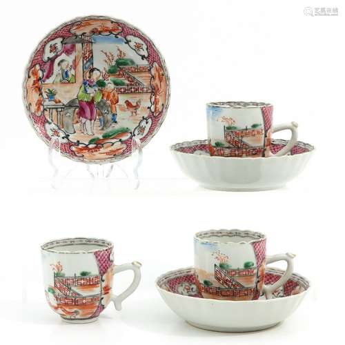 A Set of 3 Cups and Saucers