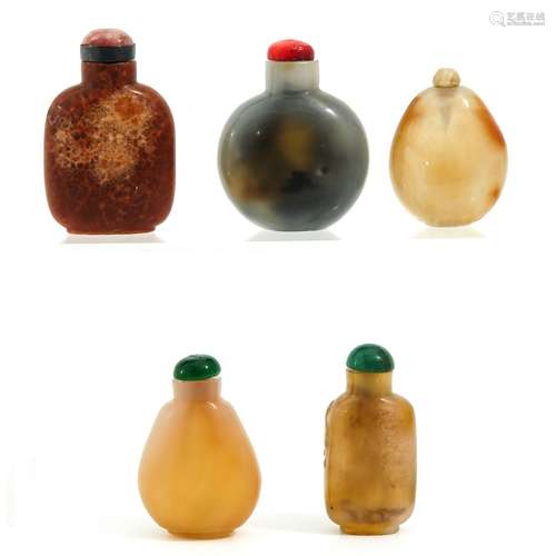 A Collection of 5 Snuff Bottles