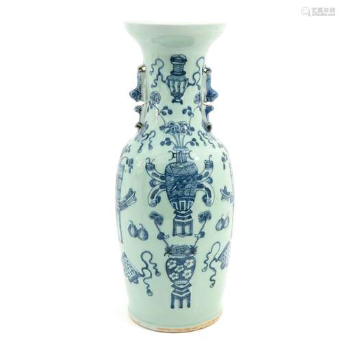 A Celadon and Blue Vase