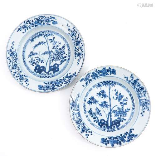 A Pair of Blue and White Plates