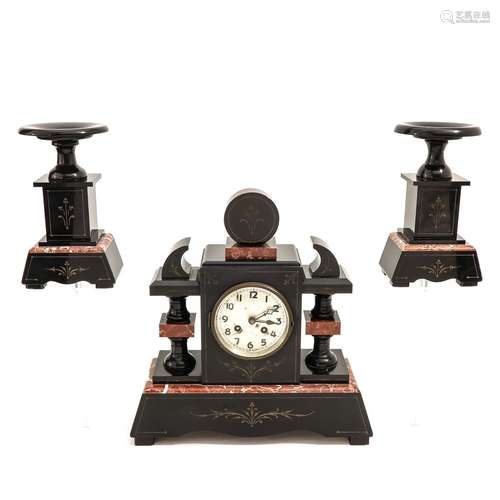 A 3 Piece Marble Clock Set