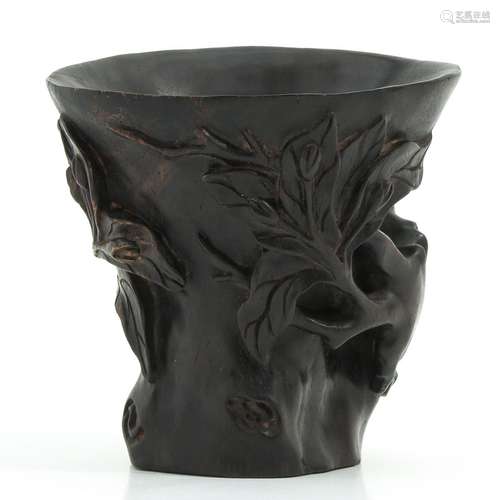 A Carved Wood Libation Cup