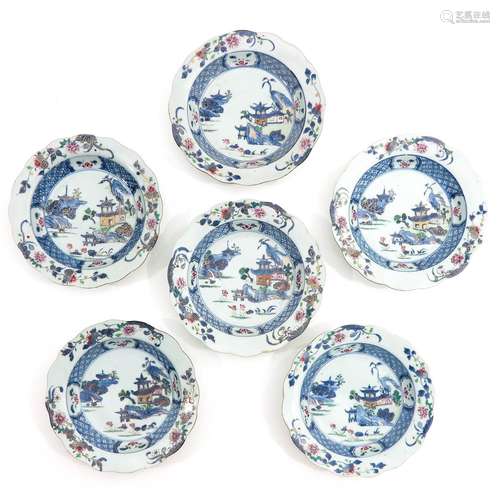 A Series of 6 Polychrome Decor Plates