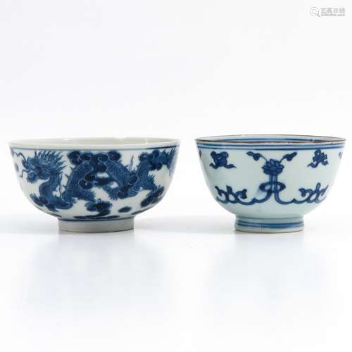 A Lot of 2 Blue and White Bowls