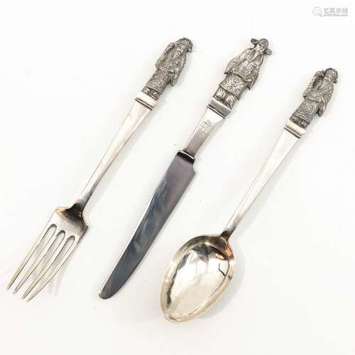 A 3 Piece Silver Cutlery Set