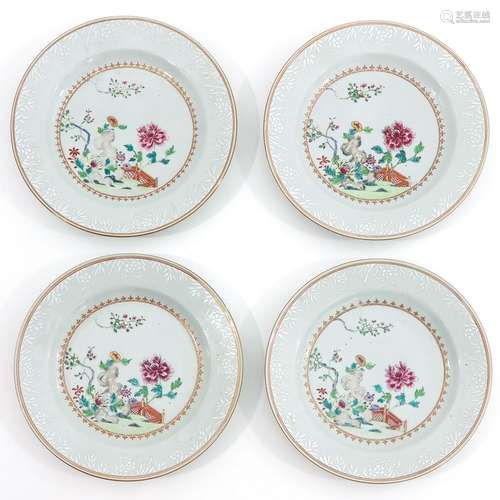 A Series of 4 Famille Rose Plates