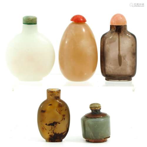 A Collection of 5 Snuff Bottles