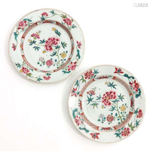 A Pair of Famille Rose Plates