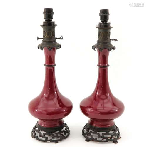 A Pair of Sang de Boeuf Lamps