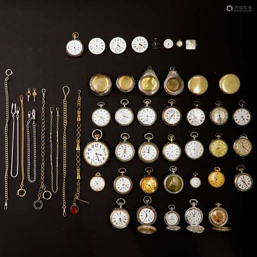 A Collection of Watch Chains and Pocket Watches