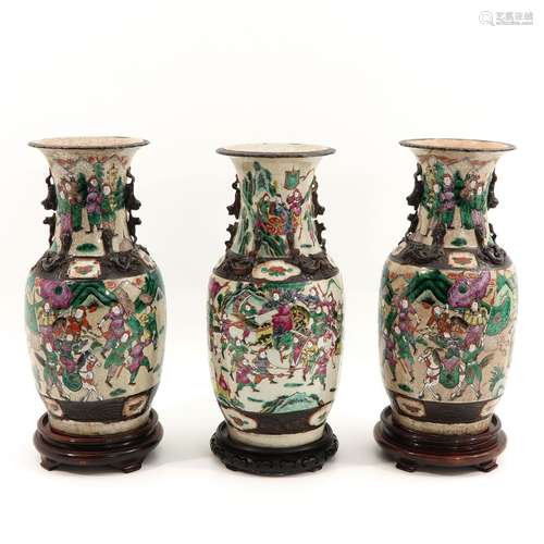 A Lot of 3 Nanking Vases