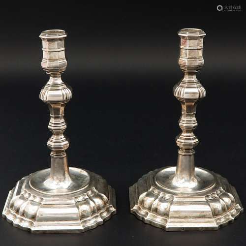 A Pair of Silver Candlesticks