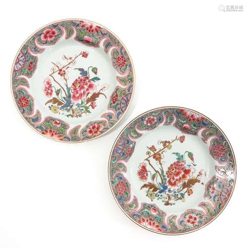 A Pair of Famille Rose Plates