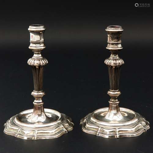 A Pair of 18th Century Silver Travel Candlesticks