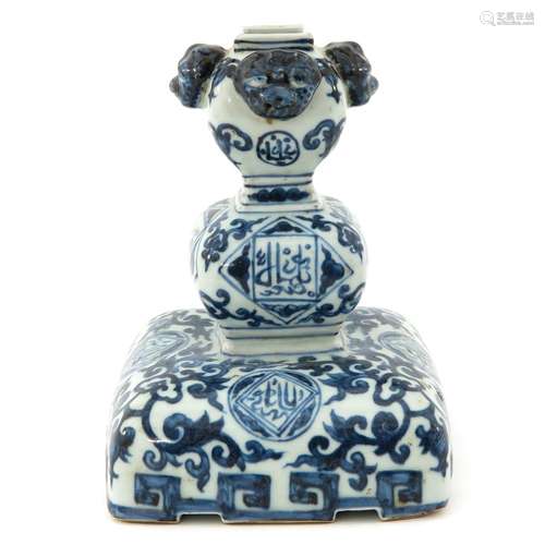 A Blue and White Decor Candlestick