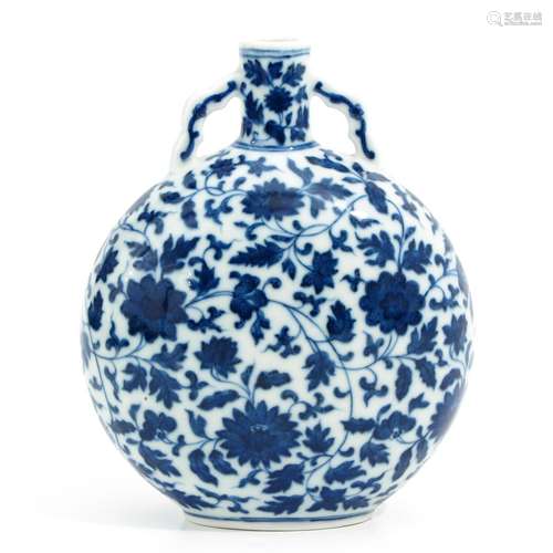 A Blue and White Moon Bottle Vase