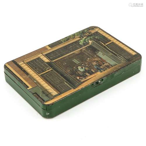 A 19th Century Painted Tin Tobacco Box