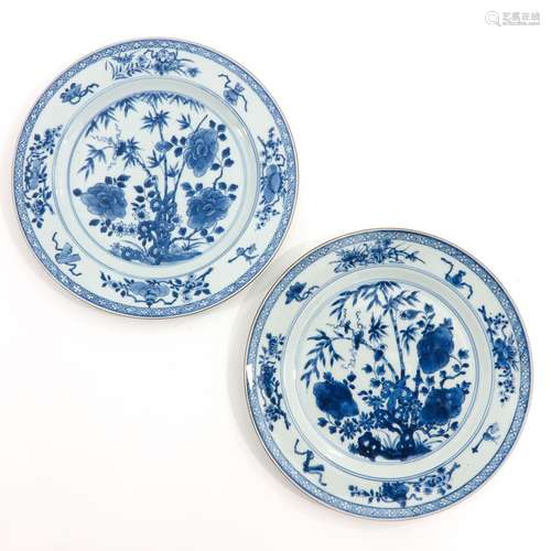 A Pair of Blue and White Plates