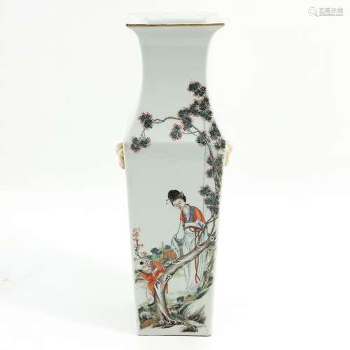 A Square Polychrome Decor Vase