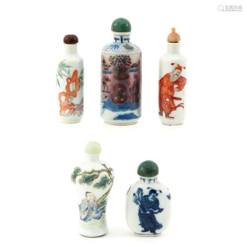 A Collection of 5 Snuff Bottles